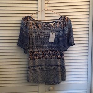 Lucky Brand Blue Indian Boho Tunic Top S